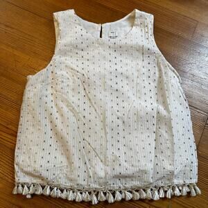 A New Day white gold pattern tassel accent tank shirt SIZE L